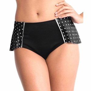 SPANX | Black Flirty Skirted Polka Dot Swim Bikini Bottoms | 16 | NWT